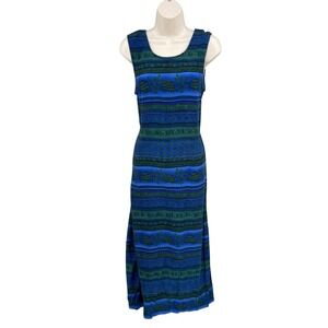 Vintage Maxi Dress Woman 12P Multicolor Turtle Beach Boho Vacation Travel 90 Y2K